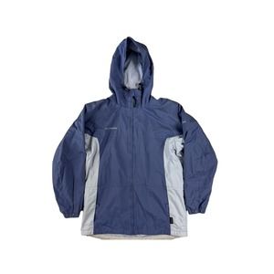 Columbia Women Purple Long Sleeve Packable Zip‎ Up Hooded Rain Jacket Sz M